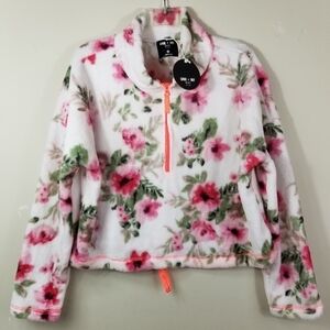 LOVE + JOY by FCT Floral Fleece Crop Pullover